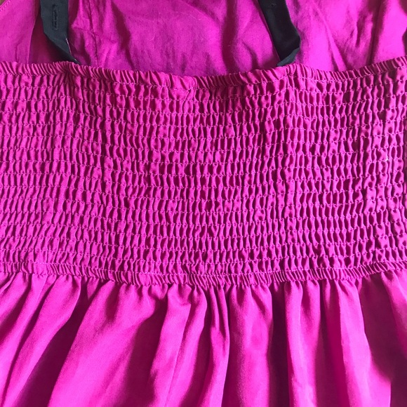 Magenta and teal color block dress with pockets - Picture 3 of 5